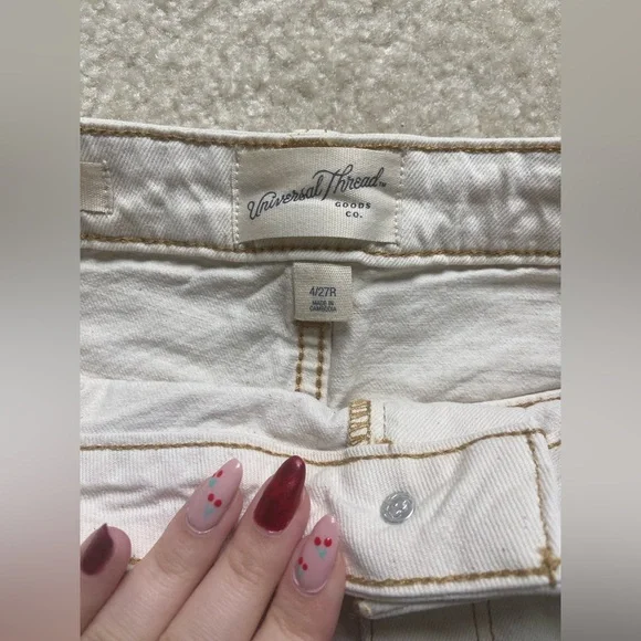 Cream Denim Shorts - Picture 2 of 3